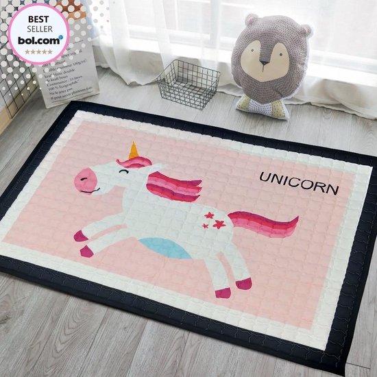 Groot Speelkleed Baby | Speelmat Baby | Vloerkleed Kinderkamer | Speeltapijt | Baby Speelmat | 100x150 CM | Unicorn | Eenhoorn