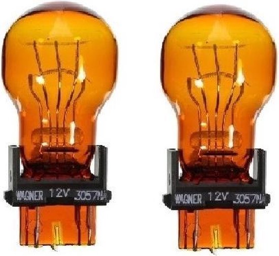 2 stuks Amerikaanse lamp, Duplo, dubbele functie, kleur amber/ oranje, nummer 3057NA 3057LL NA 12 volt 21/5w
