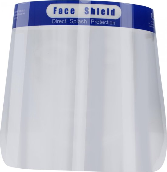 Gezichtscherm - Faceshield - Face mask - Transparant / Blauw - 1 Stuks