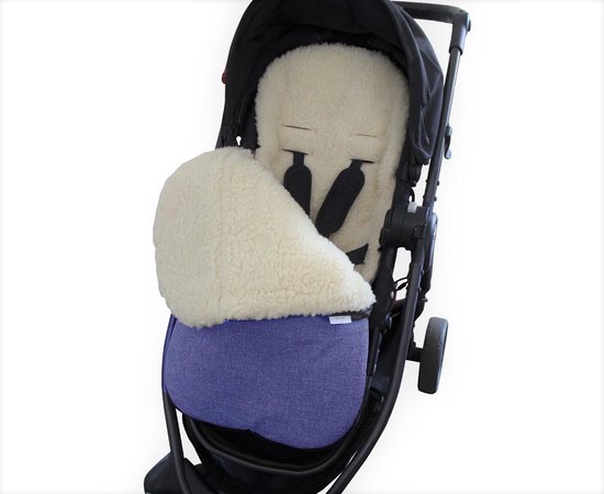 By Vicky - Voetenzak winter - 100% schapenwol en waterdicht - ideaal voor kinderwagen of buggy - kinderdeken - babydeken - jeans blue