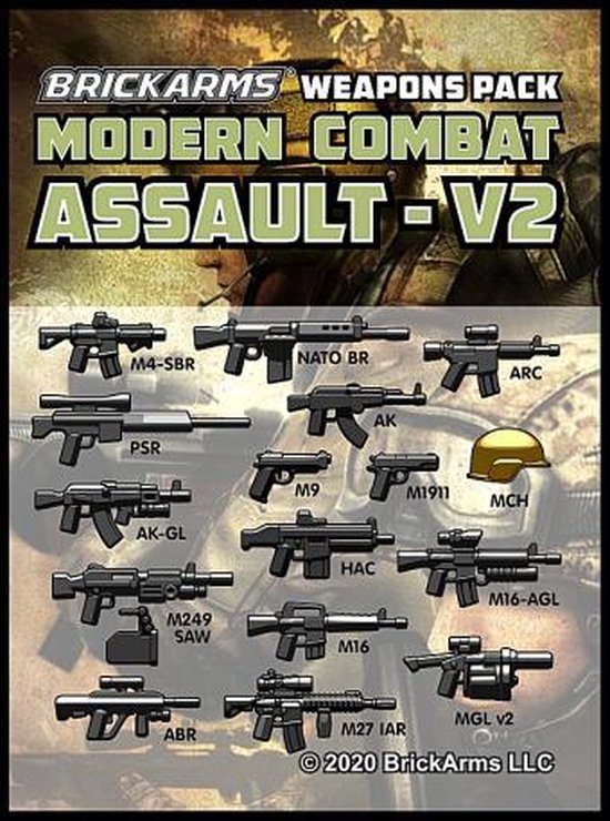 Brickarms Modern Combat Pack - Assault Pack v2 wapen set voor LEGO Minifigures