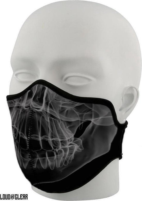 Mondkapje Herbruikbaar - Mondkapje Wasbaar - Mondkapje Print Skull Zwart Grijs - Mondmasker Wasbaar - Mondkapje Wasbaar Met Print