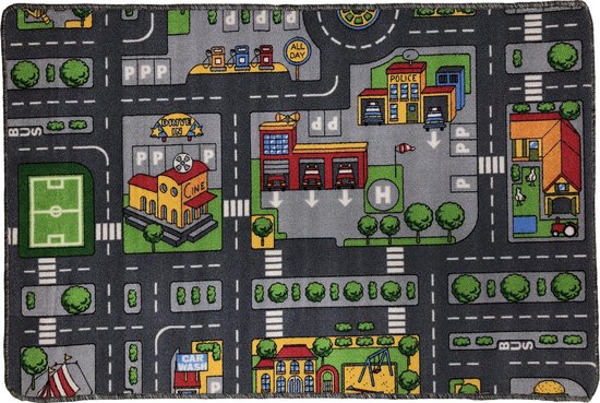 Speelkleed - Verkeerskleed - speel tapijt - Smart City 80 x 120 cm - Design 1