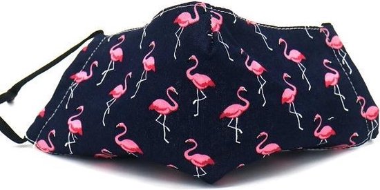 Dielay - Mondkapje met Ruimte voor Filter - Mondmasker voor niet-medisch gebruik - Katoen - Wasbaar - Herbruikbaar - 21x13 cm - Flamingo’s