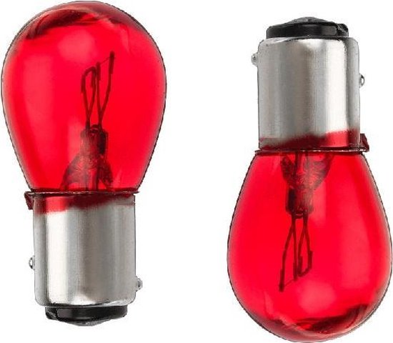 2 stuks Lamp duplo 21/5w 12v, rood, 2057RD, BAY15d