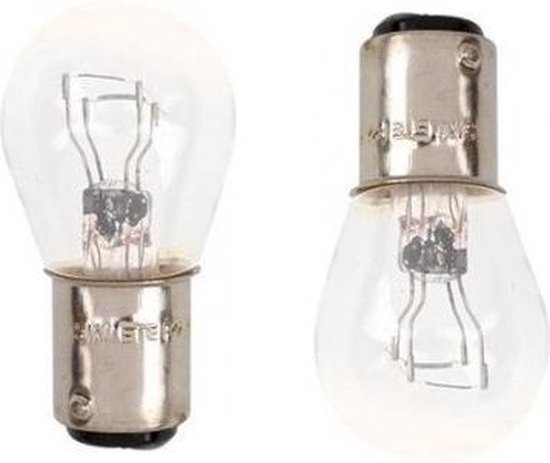 2 stuks Lamp duplo 21/5w 12v, wit, BAY15d