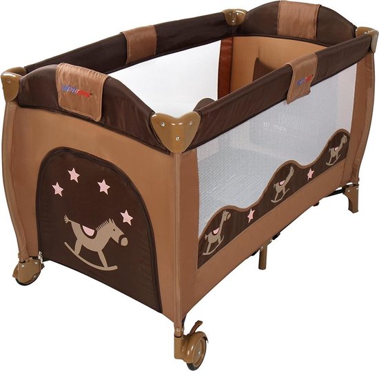 Trend24 - Reisbed - Reisbedje baby - babybedjes - Babybedje - Draagtas - Opvouwbaar - tot 15 KG - 126 x 67 x 82 cm - Bruin