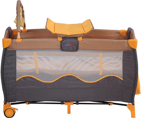 Trend24 - Reisbed - Reisbedje baby - babybedjes - Babybedje - Draagtas - Opvouwbaar - tot 15 KG - 126 x 67 x 82 cm - Oranje-Grijs