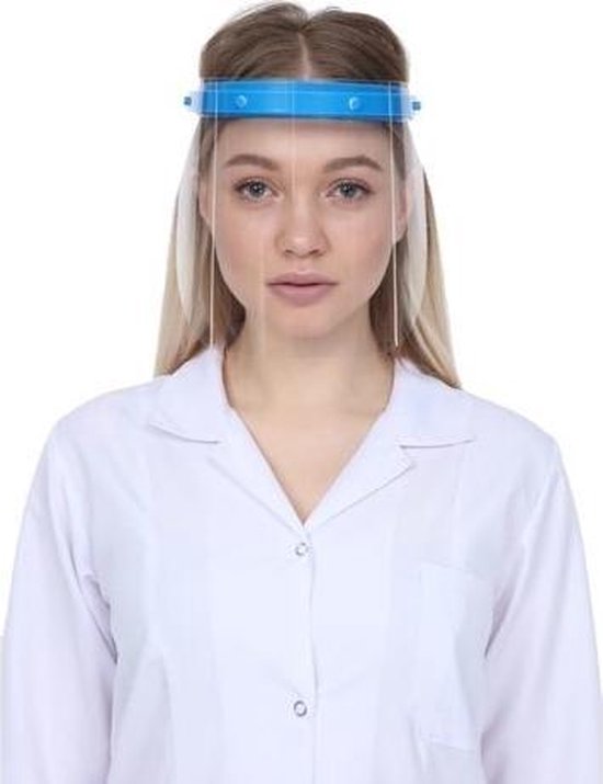 Face shield met spatscherm en 2 extra schermen - Blauw