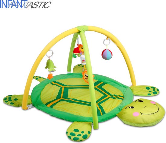 Infantastic Speelkleed - Speelmat - Speelkleed Baby - Speelmat Baby - Speelkleed Baby met Boog - Speelmat Baby met Boog - Speeltapijt/Babykleed/Babymat/Speelmatten – Speelgoed met Geluidseffecten - Schildpad - Groen - 125 X 90 CM