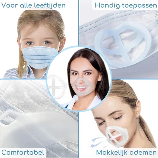 Airframes 4- pack, Orgineel. Geen beslagen bril meer! Mondkapjes houder voor Comfortabele Ademhaling, Siliconen Wasbaar. Herbruikbaar. Ondersteunend Frame. Drogisterij Voordeel Partij