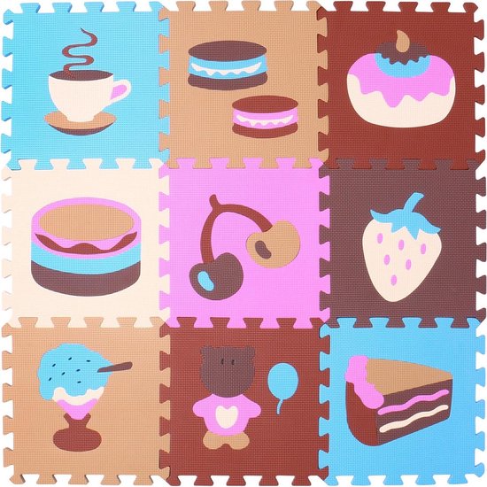 Puzzelmat Fruit & Cake - Speelkleed/Speelmat/Vloermat Voor Kinderen - Foam Speelmat 30 x 30 CM