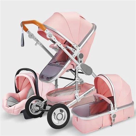 Baby Pro Max® Luxe Baby Buggy 3 in 1 | Baby Wagen | Kinderwagen met stoel en wieg | Hoge Kwaliteit | Baby Roze