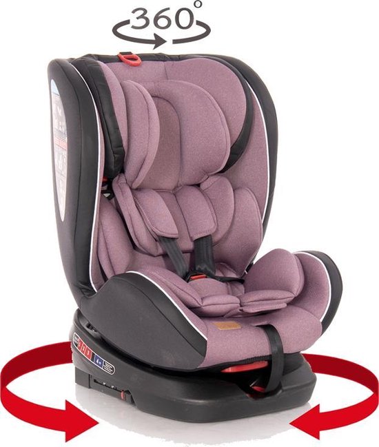 Lorelli NEBULA Autostoel Isofix Groep 0+1+2+3 draaibaar vanaf de geboorte tot 12 jaar PINK