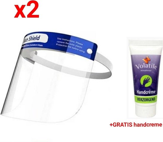 Face Shield Gezichtsmasker - herbruikbaar - incl. handcreme - 2 stuks