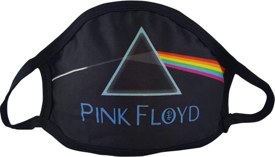 "Pink Floyd" Rekbaar Mondkapje - Maat L (volwassenen) - Niet-Medisch - Herbruikbaar - Zwart - Rock - Muziek - Elastisch