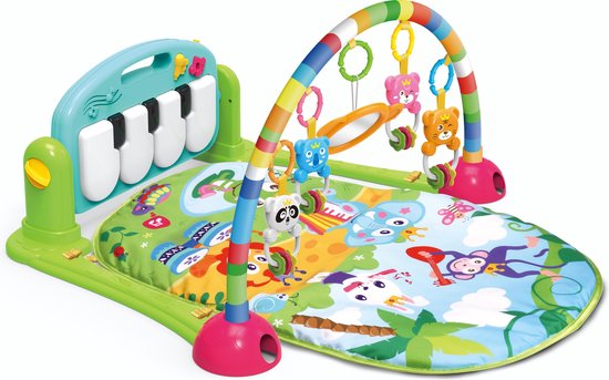 Babygym Safari - Babystartup - Babygym speeltjes - Speelkleed baby - Speeltapijt - Speelmat met boog - Muziek speelmat - 3-in-1 Muzikale Activity - Groen