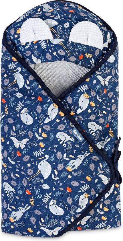 Baby wikkeldoek - deken - baby swaddle - wikkeldeken voor autostoel ANIMALS  GRIJS