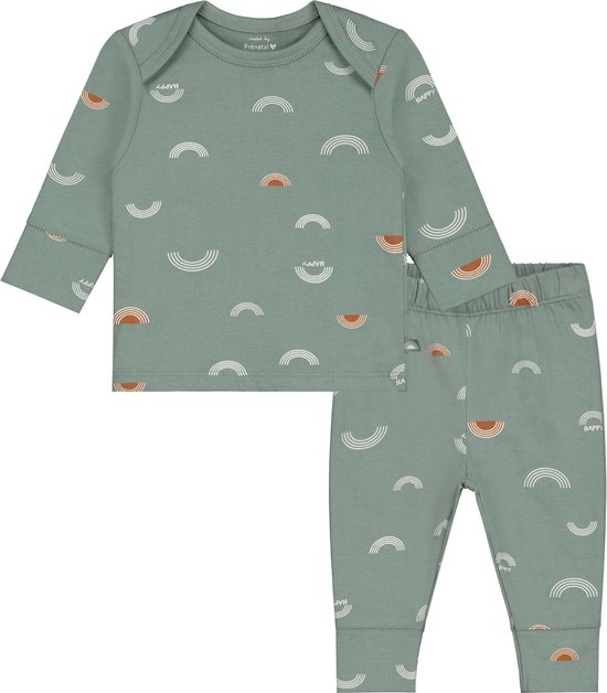 Prénatal Baby Jongens Pyjama - Baby Kleding voor Jongens - Maat 56 - Groen met regenboogprint