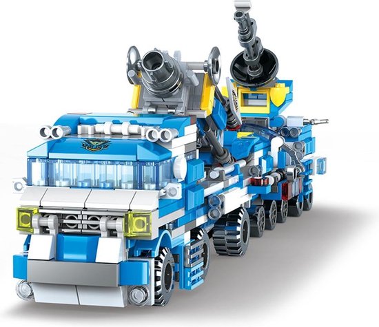 Bouwblokken Politie City Lichtblauw| Vergelijkbaar met LEGO | SWAT Truck | 735 Onderdelen + Poppetjes