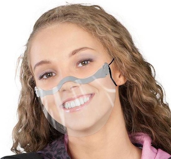 Spatmasker -  Veiligheid Vizier- Gelaatsscherm- Hygiëne Veiligheid- Face shield- Spatmasker -  Gelaatscherm - Beschermkap -  mondkapje- Mondmasker- Herbruikbaar - Transparant Mondkapje.