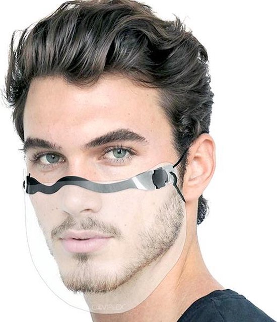 Spatmasker -  Veiligheid Vizier- Gelaatsscherm- Hygiëne Veiligheid- Face shield- Spatmasker -  Gelaatscherm - Beschermkap -  mondkapje- Mondmasker- Herbruikbaar - Transparant Mondkapje.