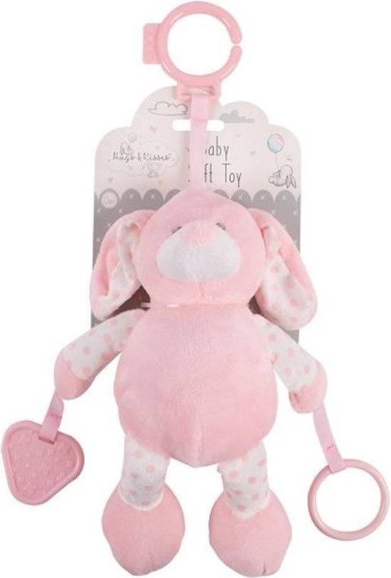 HUGS & KISSES - baby knuffel - kinderwagen speelgoed - autostoelspeeltje - roze