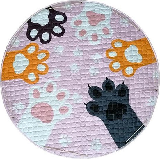 Groot Speelkleed baby XL (1.5m x 1.5m) - Roze dieren klauwtjes met kinder Kleurtjes - Speelmat baby - Leuk speeltapijt kinderkamer