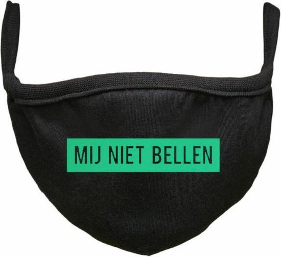 Mij nie bellen glow in the dark Rustaagh mondkapje - glow in the dark - gezichtsmasker - wasbaar - niet medisch - zwart - tekst - bedrukt