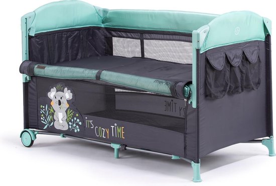 Campingbedje chipolino merida mint, met co sleeper functie!!