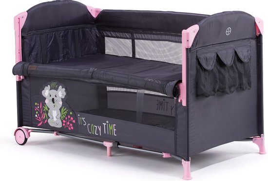 Campingbedje chipolino merida roze peony, met co sleeper functie!!