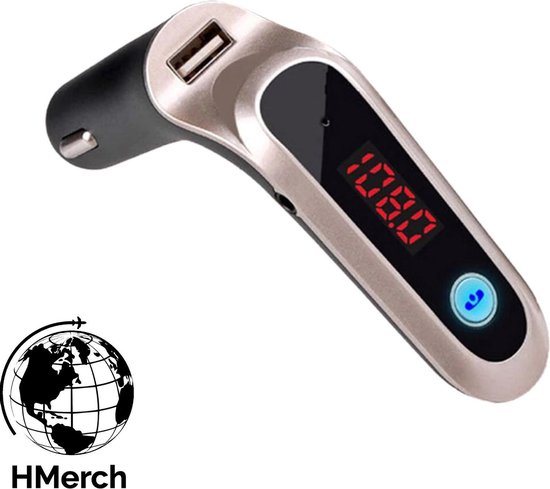 HMerch™ FM Transmitter Bluetooth Draadloze Carkit - Auto oplader - Handsfree bellen - Muziek afspelen - voor Samsung / iPhone / Sony / Huawei - Goud