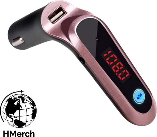 HMerch™ FM Transmitter Bluetooth Draadloze Carkit - Auto oplader - Handsfree bellen - Muziek afspelen - voor Samsung / iPhone / Sony / Huawei - Roze