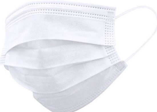 BonBiniHealth® Mondkapjes 3 laags CE & FDA Wit - mondmasker - Chirurgisch niet medisch - 50 stuks - one Size - Neusbeugel