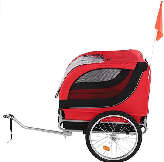 Hondenfietskar, fietskar en 2-in-1 opvouwbare joggingkar voor huisdieren met ramen Drager Kinderwagen Hondenkar Hond Kat 130x90x55 cm