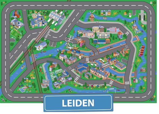 Speelkleed Leiden City-Play - Autokleed - Verkeerskleed - Speelmat Leiden