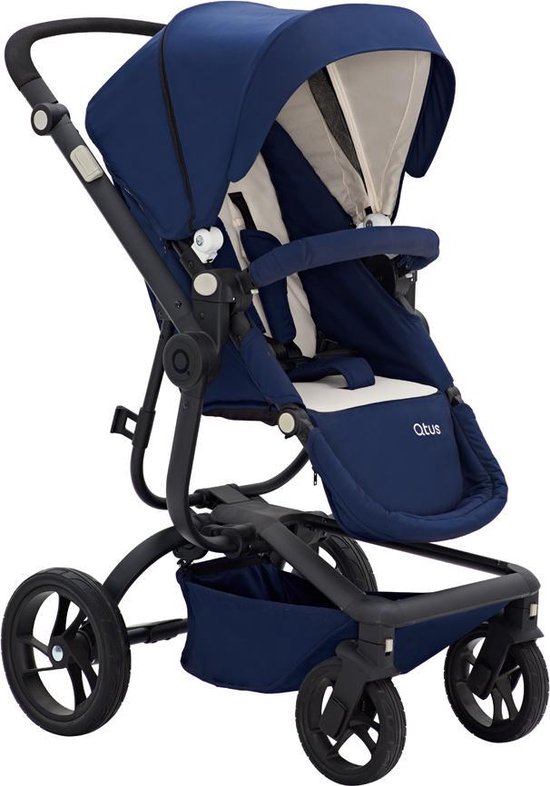 Qtus Kinderwagen Spider Blauw - Zwart frame - All-terrain kinderwagen tot 4 jaar