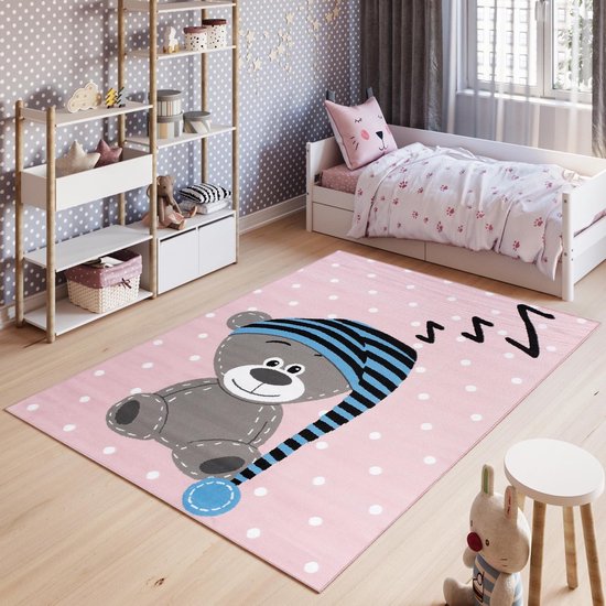 Tapiso Pinky Vloerkleed Speelkleed Woonkamer Slaapkamer Kinderkamer Babykamer Roze Design Trendy Interieur Duurzaam Hoogwaardig Kindertapijt Maat - 80 x 150 cm