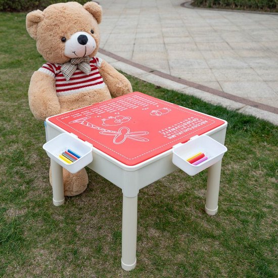 Decopatent® - 4in1 Kindertafel  bouwplaat - Watertafel met Hengels en Vissen - Zandtafel met Zand - Bouwtafel