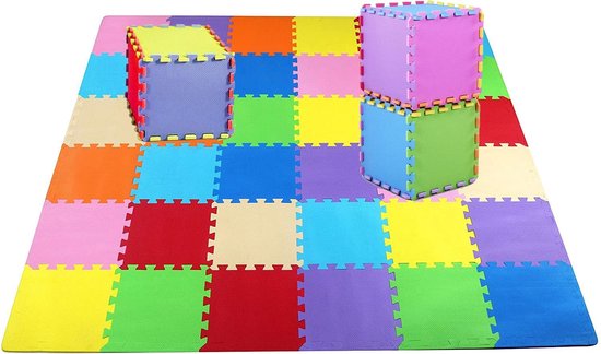 SWILIX ® Multicolor Speelmat Puzzelmat XL - 40 - delig Puzzel van Schuim Vloer Tegels - 240 x 150 cm - 3.6 m²   - Zacht en Dik EVA Foam - Antislip en Waterafstotend Speelkleed