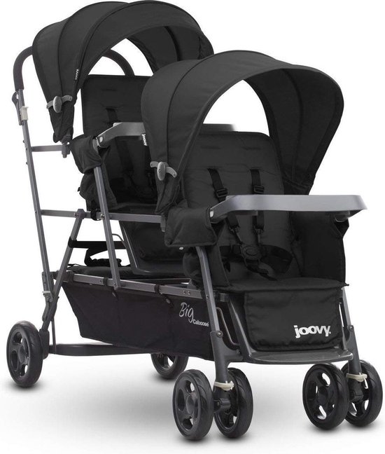 Joovy Big Caboose Graphite - Triple Kinderwagen - drie kinderen wandelwagen - Zwart