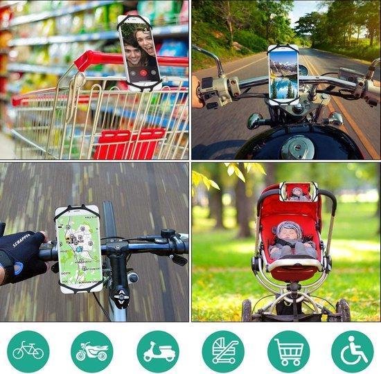 Telefoonhouder fiets - telefoonhouder kinderwagen - stevige silicone stuurhouder - universeel - zwart