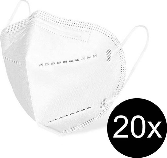 CleanDay Mondkapjes Medisch Mondmasker Medisch Mondkapje FFP2 Wegwerp CE Gekeurd - Wit - 20 PACK