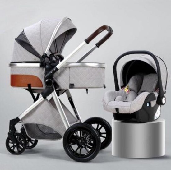 Luxe multi-functionele 3 in 1 kinderwagen - Babywagen - Kwalitatieve buggy - Opklapbare wandelwagen - Licht en flexibel - Blauw/Choco/Beige/Grijs/Roze/Wit