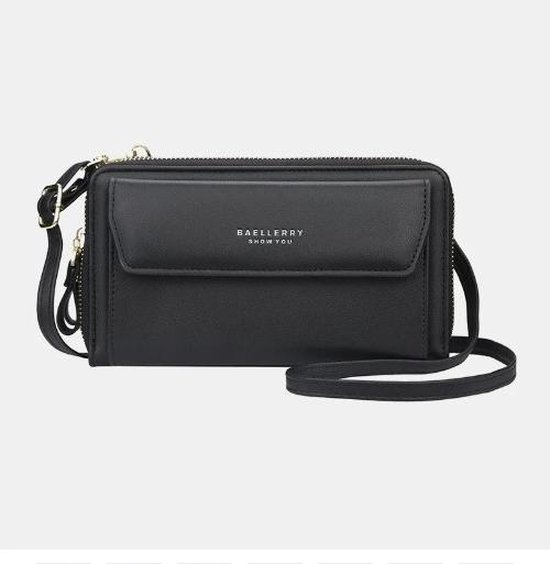 Crossbody tas - Zwart Dames  tas - schoudertas -Beallerry -  grote capaciteit telefoontas -  telefoontas en portemonnee