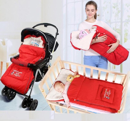 Marycohr BeBe Voetenzak voor in Kinderwagen of Autostoel - Antislip Voetenzak Buggy - Universeel Voetenzak- Multifunctioneel Wintervoetenzak - Zacht Babydekbed/Babyslaapzak - Rood