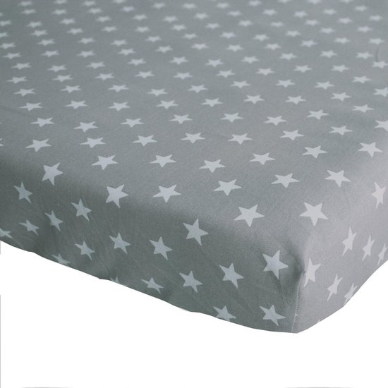 BINK Bedding Hoeslaken Stars Grijs Wieg/Kinderwagen 40 x 80 cm