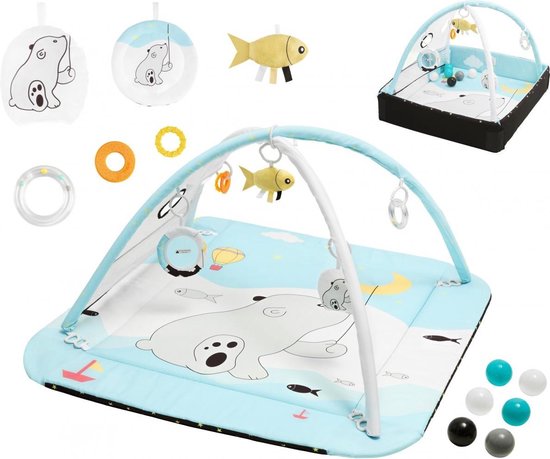 MobySystem Babygym Box speelmat interactief 5-in-1 Speelkleed met boog en ballen