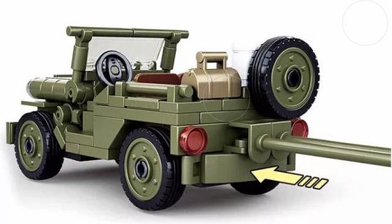 Amerikaanse Jeep met veldkanon - 143 onderdelen - Geschikt voor Lego compatible - WW2 - Soldaten - Militair - Tank - Army - Bouwstenen