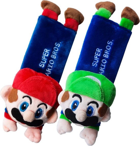 Mario & Luigi Set– Gordelhoes – Gordelbeschermer – Gordelkussen – Autostoel – Auto Accessoires – Kinderen – Knuffel